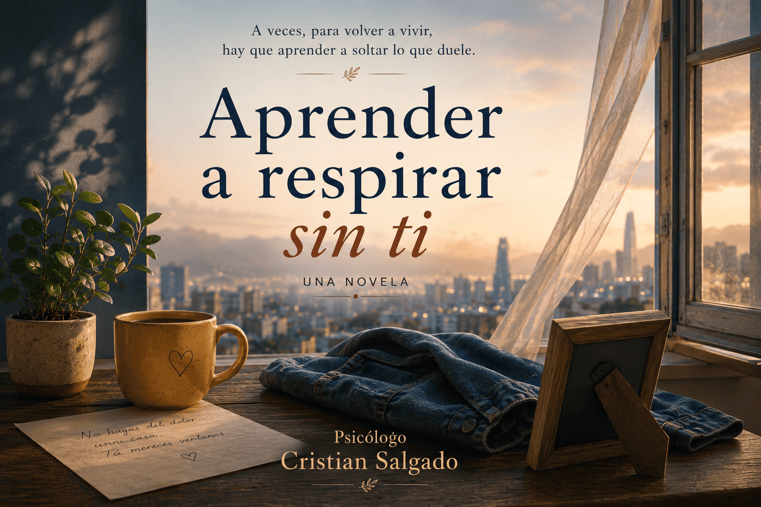Portada horizontal de Aprender a respirar sin ti, novela sobre duelo, amor imperfecto y volver a vivir después de una pérdida